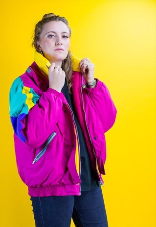 VINTAGE 80'S MULTI-COLOUR SKI JACKET COAT