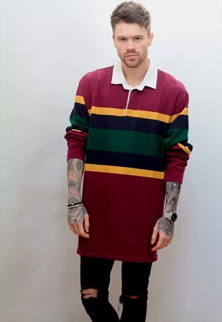 1990'S VINTAGE RUGBY SWEATSHIRT IN MULTICOLOUR