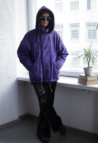 VINTAGE 80'S PURPLE PATTERNED LONG SLEEVES SKI JACKET