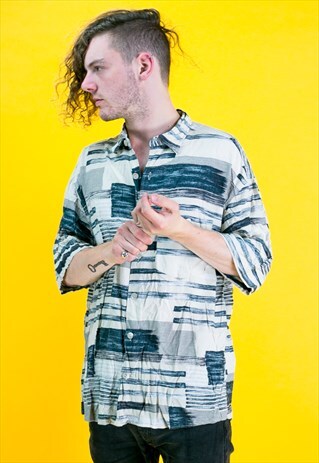 VINTAGE CRAZY PATTERN PRINT HAWAIIAN SHIRT