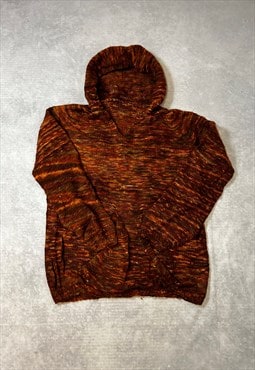 Vintage Knitted Jumper Abstract Patterned Chunky Knit Hoodie