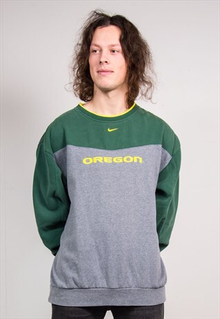 90'S VINTAGE GREY NIKE OREGON COLLEGE STYLE SWEATER