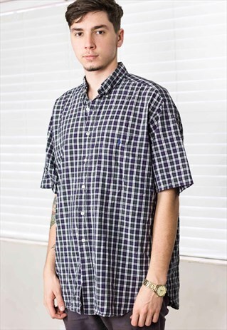 VINTAGE RALPH LAUREN CHECKED SHIRT LOGO 90S L 6.8