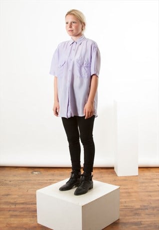 LILAC SILK BUTTON UP / OVERSIZED SUMMER SHIRT