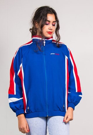 VINTAGE 90'S BLUE SPORTS TRACKSUIT JACKET TOP