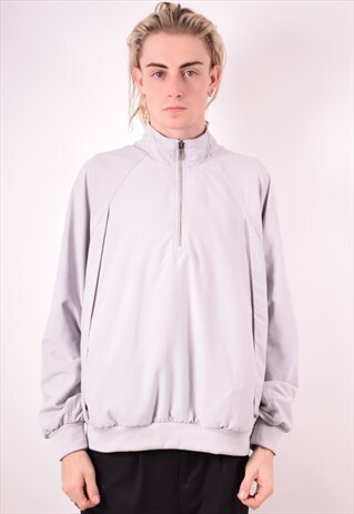 ADIDAS MENS VINTAGE PULLOVER TRACKSUIT TOP MEDIUM GREY 90S