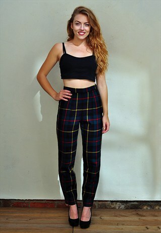 VINTAGE MOSCHINO CHEAP & CHIC TARTAN HIGH WAIST TROUSERS