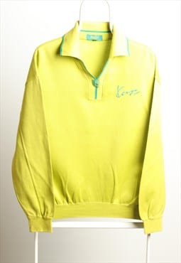 Kenzo Vintage Lapel Collar Logo Sweatshirt Neon Green Size L