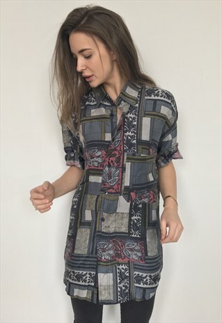 PATTERNED OVERSIZED RETRO VINTAGE UNISEX FESTIVAL SHIRT