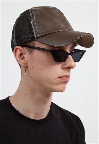 VINTAGE BROWN LEATHER BASEBALL CAP