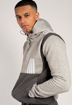 JUSTYOUROUTFIT Mens Colourblock Hooded Short Set Grey