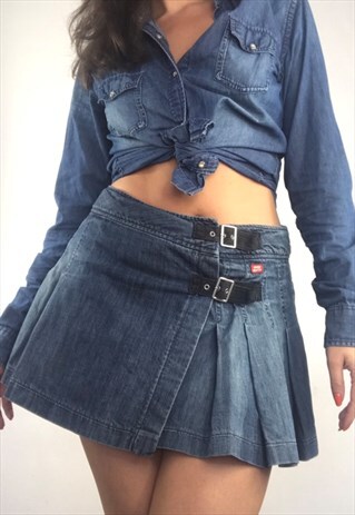 VINTAGE Y2K DENIM PLEAT MINI SKIRT MISS SIXTY