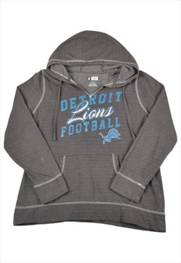 Vintage NFL Detroit Lions Hoodie Sweatshirt Grey Ladies XL