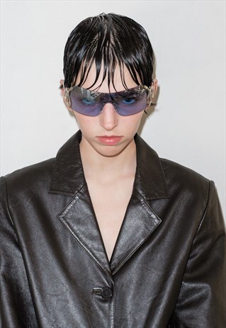 Y2K SNAKE SEXY RIMLESS SUNGLASSES IN SILVER & ICY BLUE