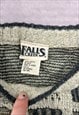 VINTAGE KNITTED JUMPER ABSTRACT PATTERNED KNIT SWEATER