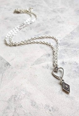 Dainty Diamond and Heart Necklace