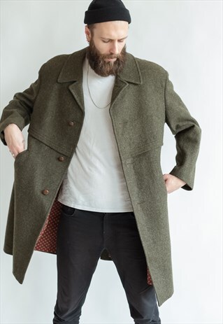 VINTAGE 60S CLASSIC TWEED COAT IN MOSS GREEN