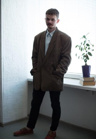 VINTAGE 80'S BROWN BUTTON UP JACKET