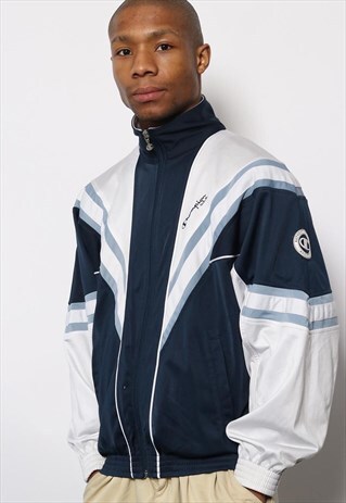 VINTAGE CHAMPION LOGO TRACK TOP JACKET BLUE