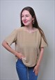 YELLOW RIBBED BLOUSE, VINTAGE PULLOVER MINIMALIST SHIRT 