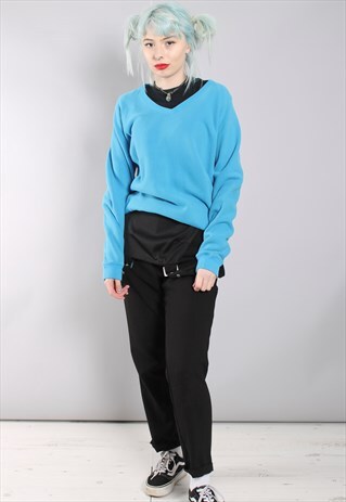 VINTAGE IZOD BLUE V NECK SWEATSHIRT