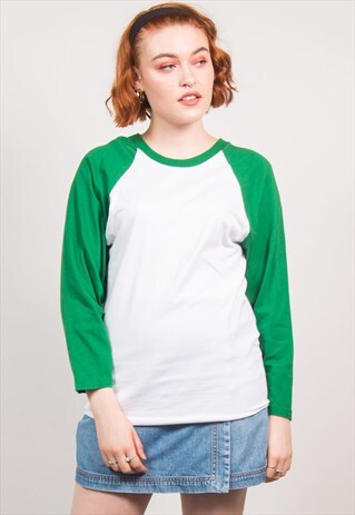 VINTAGE 90'S GREEN & WHITE BASEBALL T-SHIRT