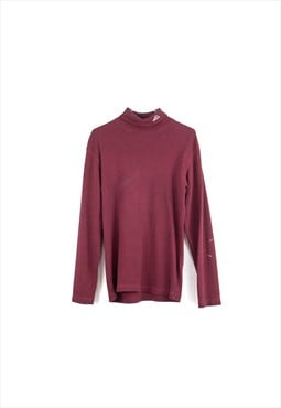 Vintage Adidas Turtle Neck Jumper in Burgundy M