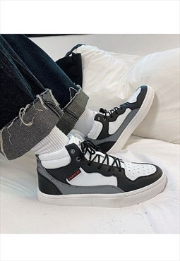 High top sneakers black toe contrast trainers in white