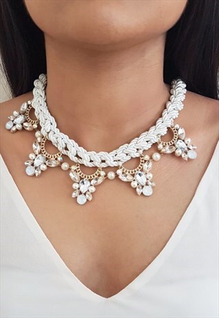 CREAM GEMSTONE ROPE NECKLACE