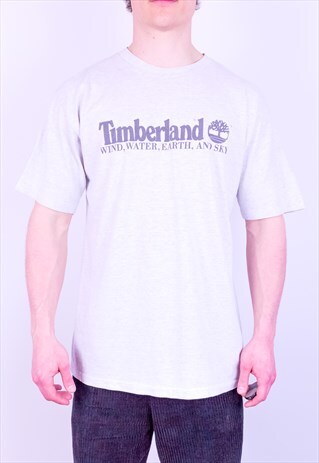 VINTAGE TIMBERLAND SPELL OUT T-SHIRT GREY LARGE