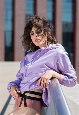 OVERSIZED WINDBREAKER HOODIE IN LILAC