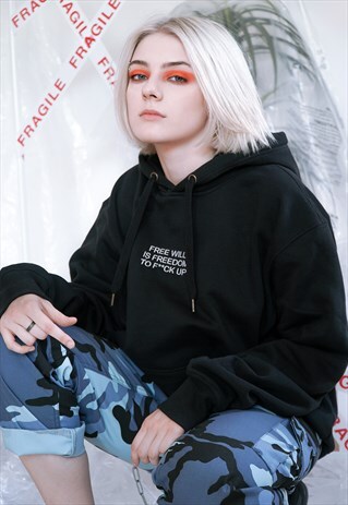 FREE WILL IS FREEDOM TO FUCK UP EMBROIDERED HOODIE