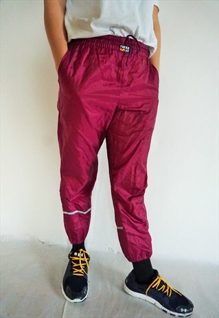 VINTAGE PARACHUTE JOGGERS PANTS TROUSERS SWEATPANTS IN AQUA