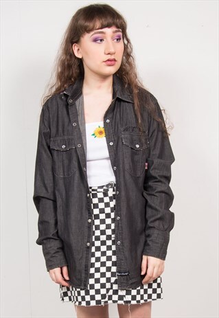 VINTAGE 90'S DARK GREY DENIM SHIRT