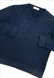 VINTAGE 80S/90S STONE ISLAND VNECK JUMPER NAVY