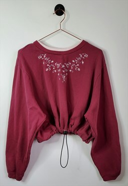 Vintage 90s Reworked Floral Crop Sweatshirt Pink