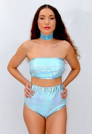 BABY BLUE SEQUIN PEAKINI BOOB TUBE
