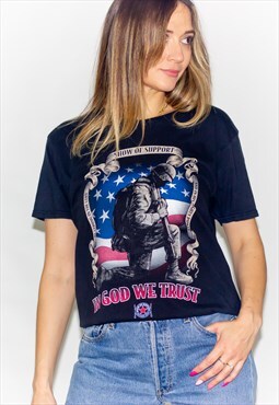 Vintage In God We Trust USA Military T-Shirt