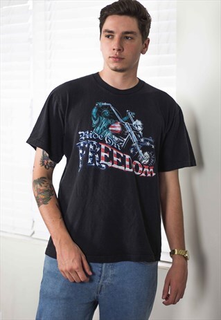 VINTAGE BIKER T-SHIRT LOGO 90S L 6.7