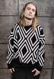 BOX FIT STRIPE KNITTED SWEATSHIRT ZIGZAG KNITWEAR JUMPER 