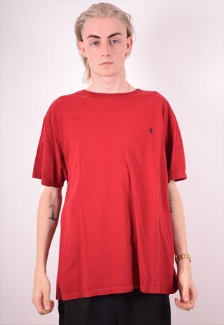 POLO RALPH LAUREN MENS VINTAGE T-SHIRT TOP XL RED 90S