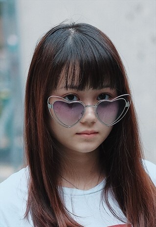 DOUBLE HEARTS SUNGLASSES IN SILVER (DARK LENSES) PARTY