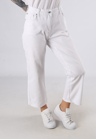 VINTAGE MID - HIGH WAISTED DENIM JEANS WIDE 3/4 LEG (FD4H)