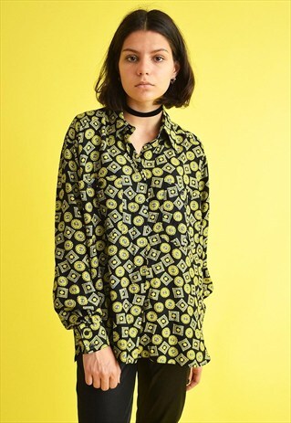 90'S RETRO MONOCHROME BOHO OVERSIZED SHIRT TOP