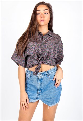 VINTAGE PATTERN SILK SHIRT S1225