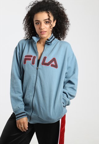 90S FILA EMBROIDERED SPELL OUT ZIPPED SWEATSHIRT