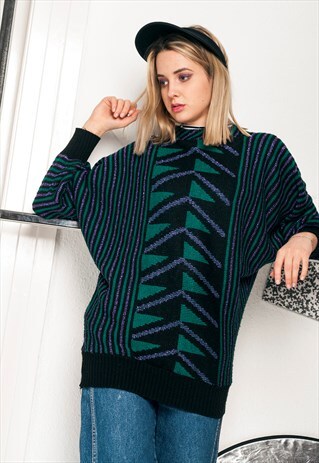 WEIRD KNIT JUMPER - 80S VINTAGE GLAM SWEATER
