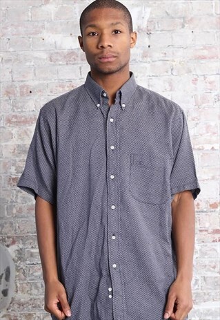 VINTAGE VALENTINO LOGO SHORT SLEEVE SHIRT NAVY BLUE
