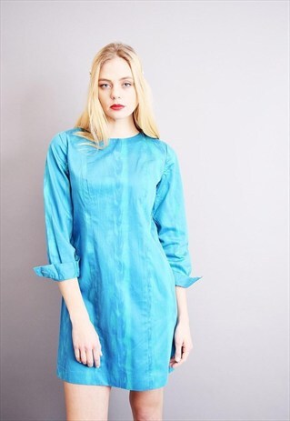 VINTAGE 70'S RETRO MOD ABSTRACT WATER PRINT MINI DRESS