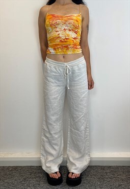 White linen baggy trousers